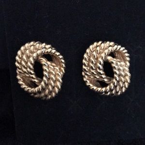 Vintage 80s Gold-Tone Knot Pierced Earrings